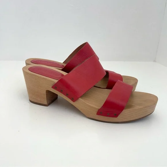 Red Leather Women's Sandals - Picture 1 of 13